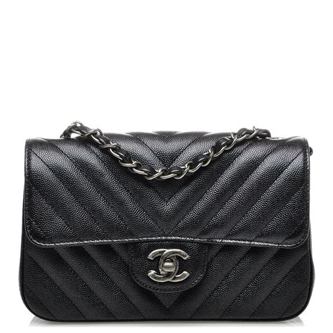 chanel caviar chevron quilted mini rectangular flap black|Chanel Rectangular Flap Chevron Quilted Metallic Mini Black.